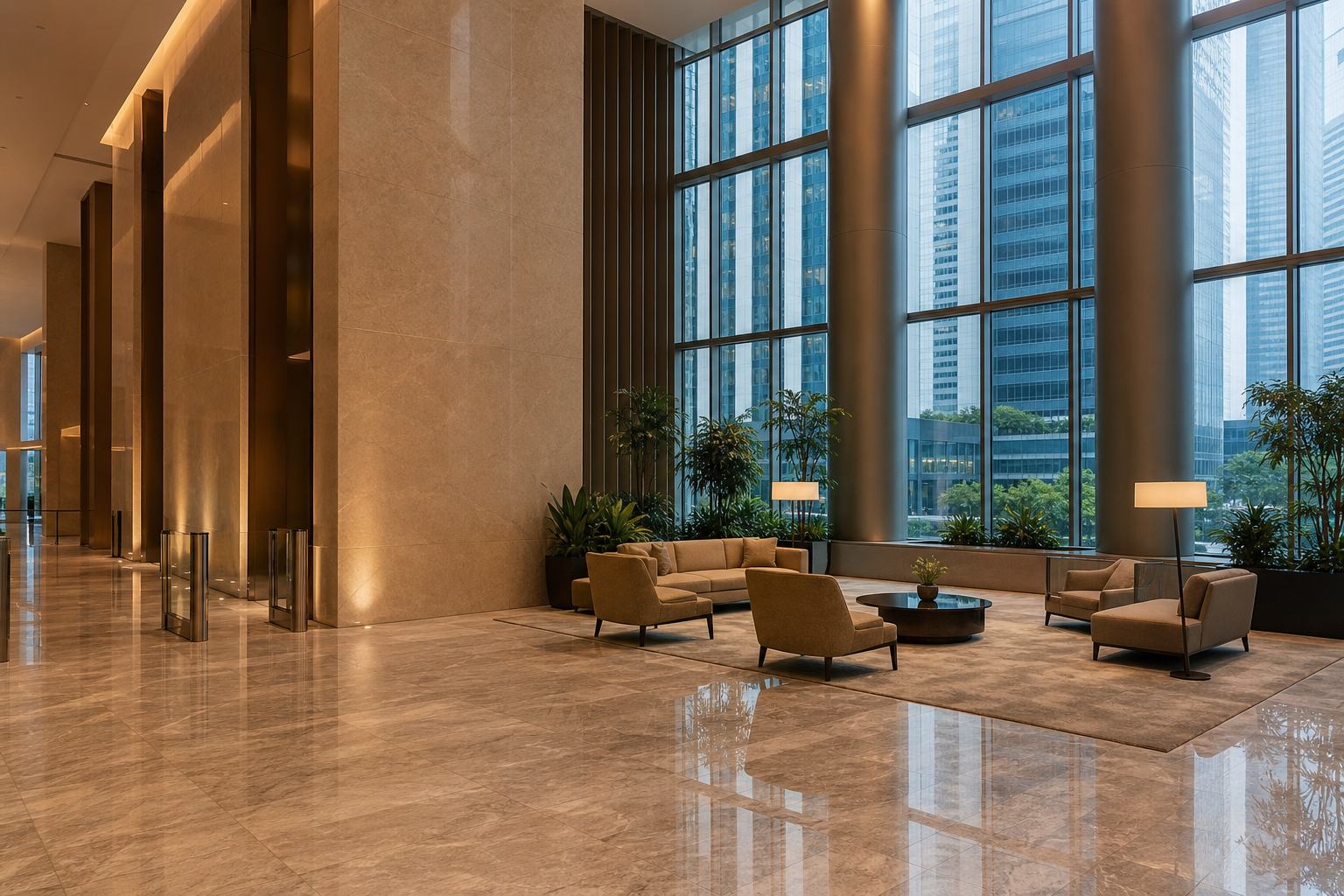 Raffles Quay lobby at PressPointCo office building