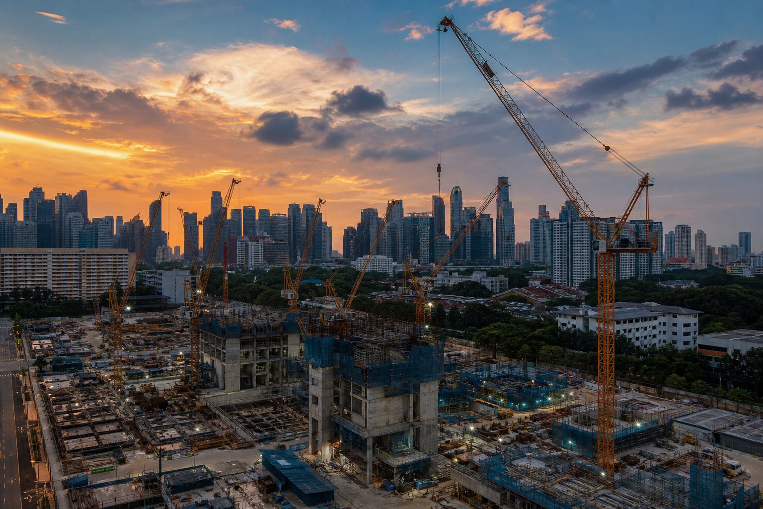 Urban development construction site in Singapore
