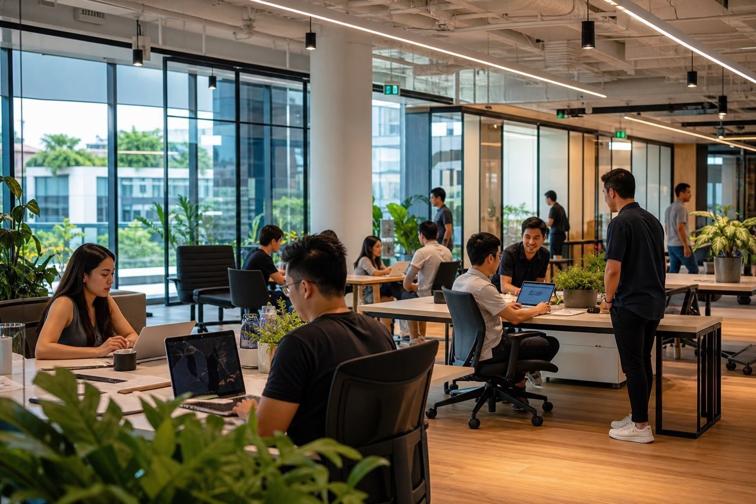 Startup hub workspace in Singapore innovation district