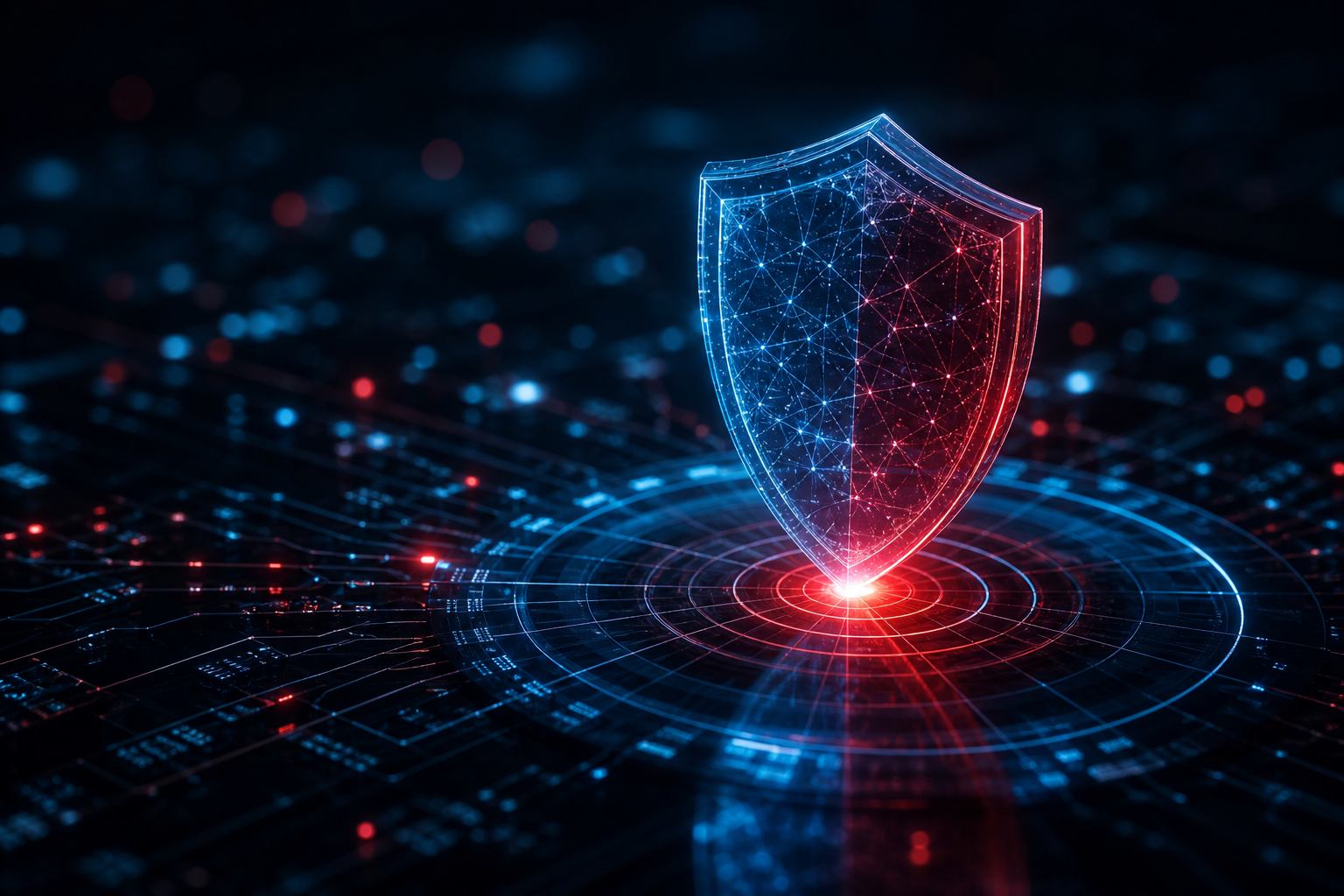 Cybersecurity shield and network protection visual